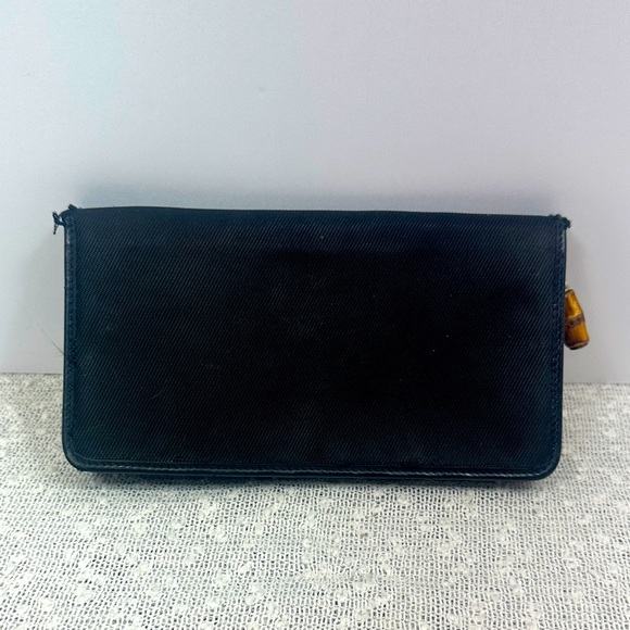 GUCCI Black Nylon Bamboo Long Wallet Tom Ford Era RARE! - Picture 2 of 12